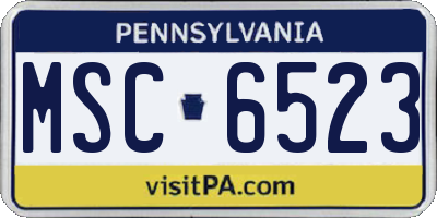PA license plate MSC6523