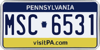 PA license plate MSC6531