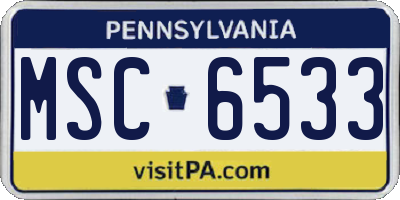PA license plate MSC6533
