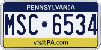 PA license plate MSC6534