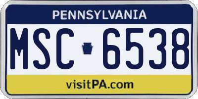 PA license plate MSC6538