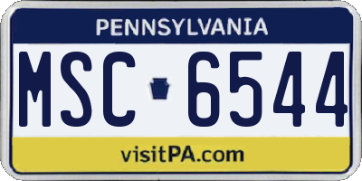 PA license plate MSC6544