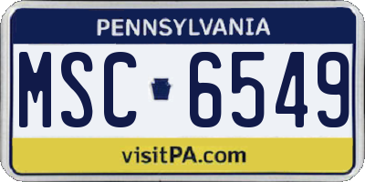 PA license plate MSC6549