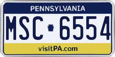PA license plate MSC6554