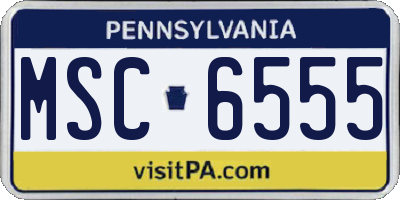 PA license plate MSC6555