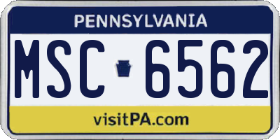 PA license plate MSC6562