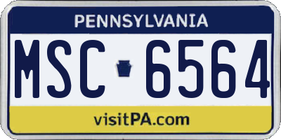PA license plate MSC6564