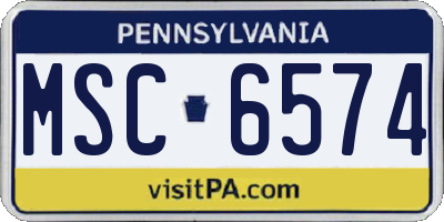 PA license plate MSC6574