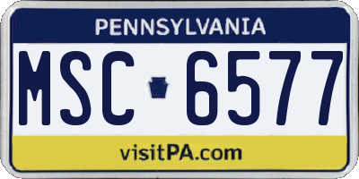 PA license plate MSC6577
