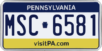 PA license plate MSC6581