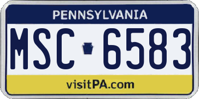 PA license plate MSC6583
