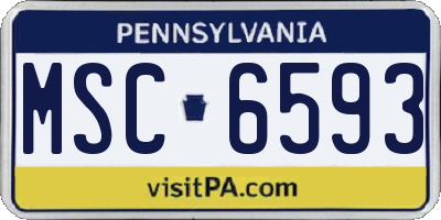 PA license plate MSC6593