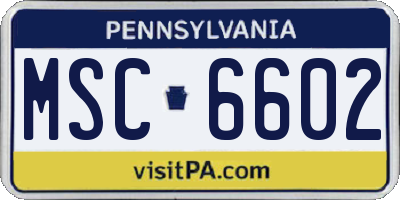 PA license plate MSC6602