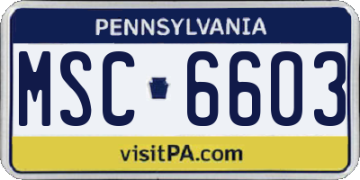 PA license plate MSC6603