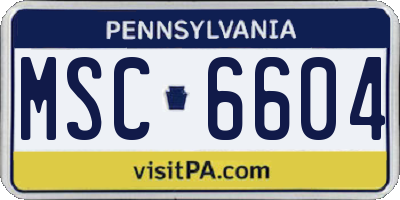 PA license plate MSC6604