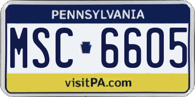 PA license plate MSC6605