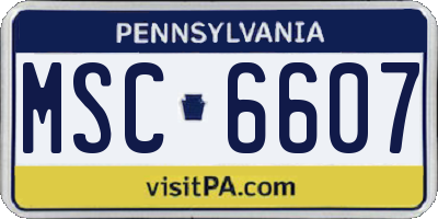 PA license plate MSC6607