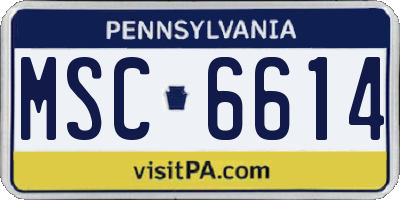 PA license plate MSC6614