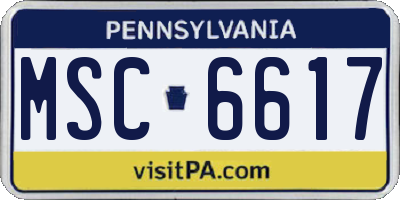 PA license plate MSC6617