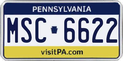 PA license plate MSC6622