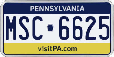 PA license plate MSC6625