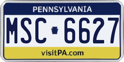 PA license plate MSC6627