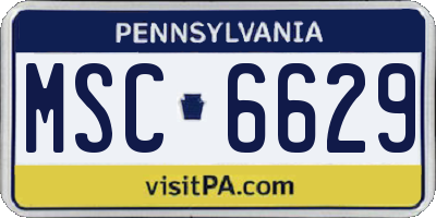 PA license plate MSC6629