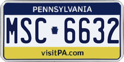 PA license plate MSC6632