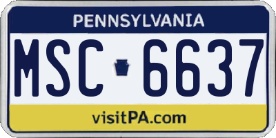 PA license plate MSC6637