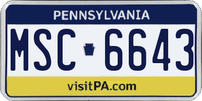 PA license plate MSC6643