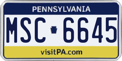 PA license plate MSC6645