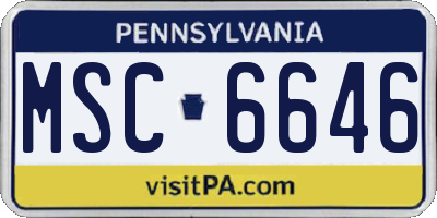 PA license plate MSC6646