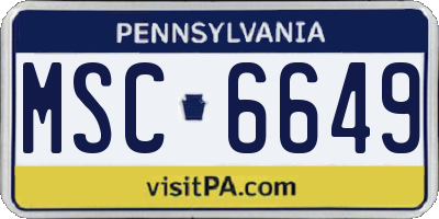 PA license plate MSC6649