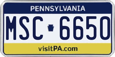 PA license plate MSC6650