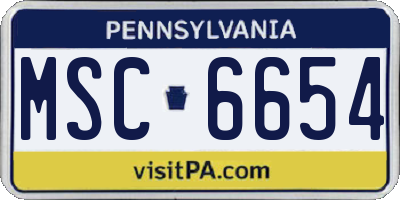 PA license plate MSC6654