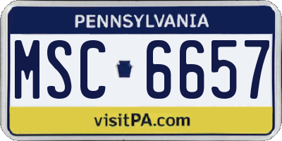 PA license plate MSC6657