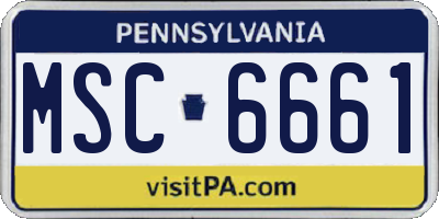 PA license plate MSC6661