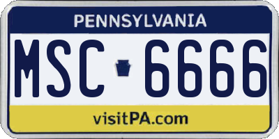 PA license plate MSC6666