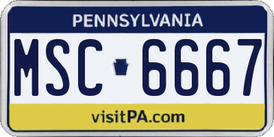 PA license plate MSC6667