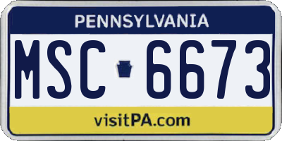 PA license plate MSC6673