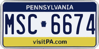 PA license plate MSC6674