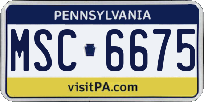PA license plate MSC6675