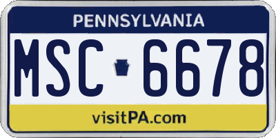 PA license plate MSC6678