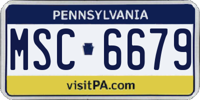 PA license plate MSC6679