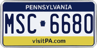 PA license plate MSC6680