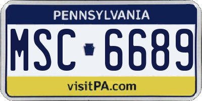 PA license plate MSC6689