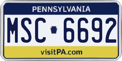 PA license plate MSC6692