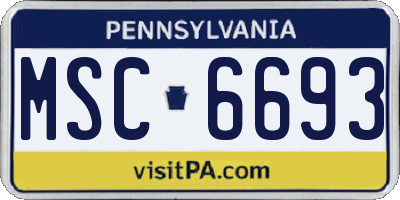 PA license plate MSC6693