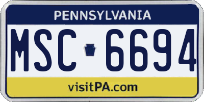 PA license plate MSC6694