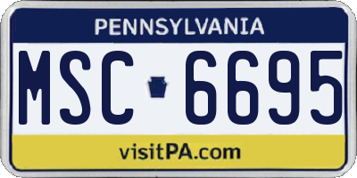 PA license plate MSC6695